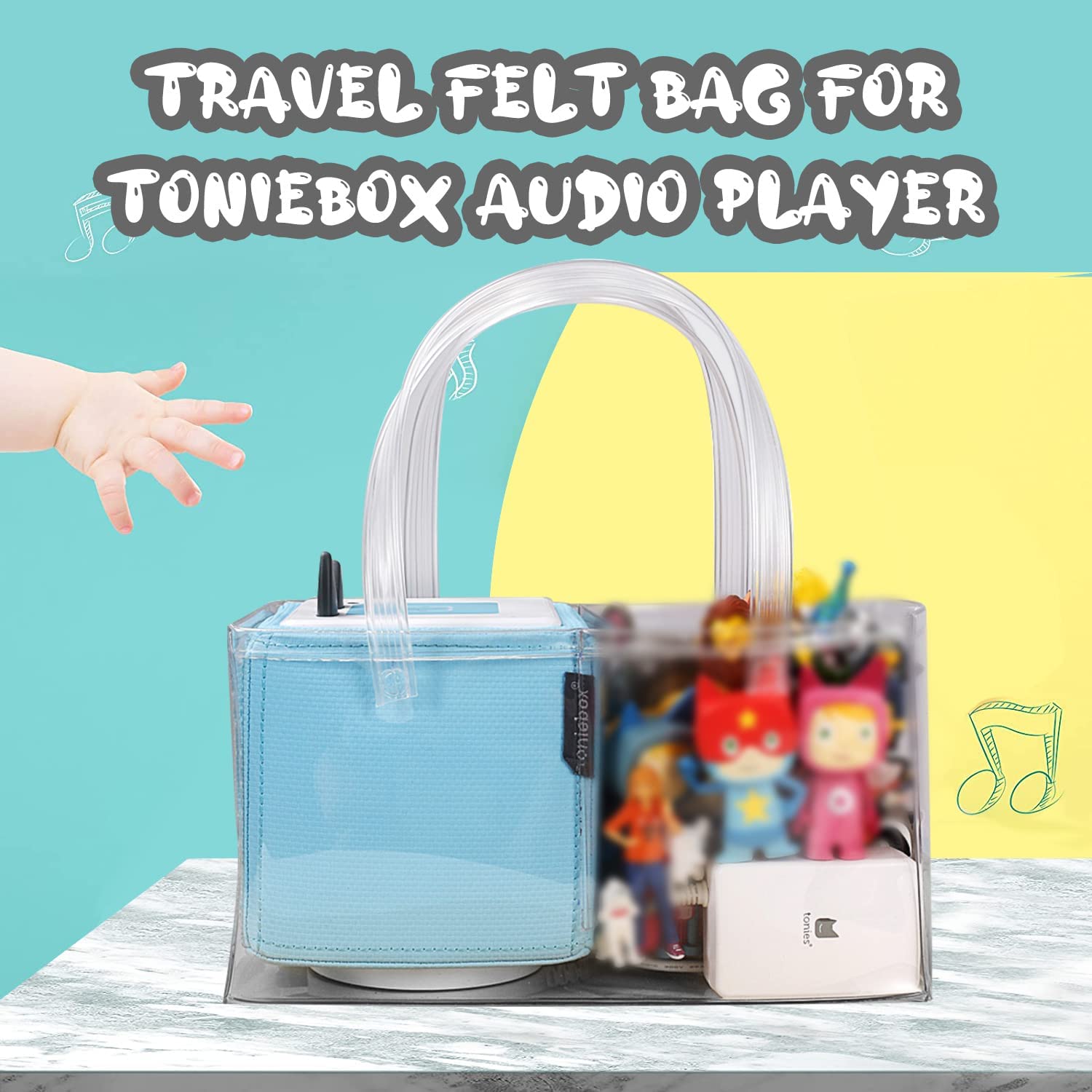 Carrying Case for Tonies Starter Set & Storage Bag for Tonies Figurine, Felt Cloth Musical Toy Folding Bag for Kids Toniebox Accessories Travel